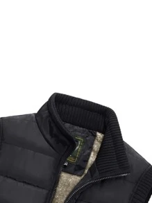 Manfinity Homme 寬鬆男款拼貼細節保暖襯裡羽絨馬甲外套 - 黑色 - 查看 3