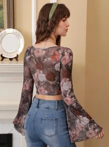 SHEIN MOD 前接縫印花手帕下擺T恤 - 彩色 - 查看 3