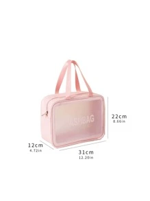 Letter Graphic Travel Storage Bag - Pink - View 2