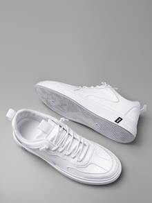 Men Lace-up Front Skate Shoes - White - View 2
