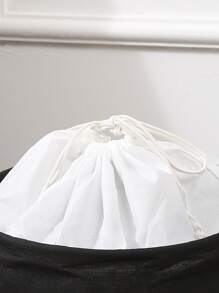 1pc Slogan Graphic Dirty Clothes Hamper, Drawstring Laundry Basket For Bathroom Laundry Hamper, Washing Basket Bathroom Organizer, Basket, Storage Basket, Foldable Laundry Basket - Black - View 3