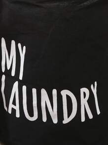 1pc Slogan Graphic Dirty Clothes Hamper, Drawstring Laundry Basket For Bathroom Laundry Hamper, Washing Basket Bathroom Organizer, Basket, Storage Basket, Foldable Laundry Basket - Black - View 5