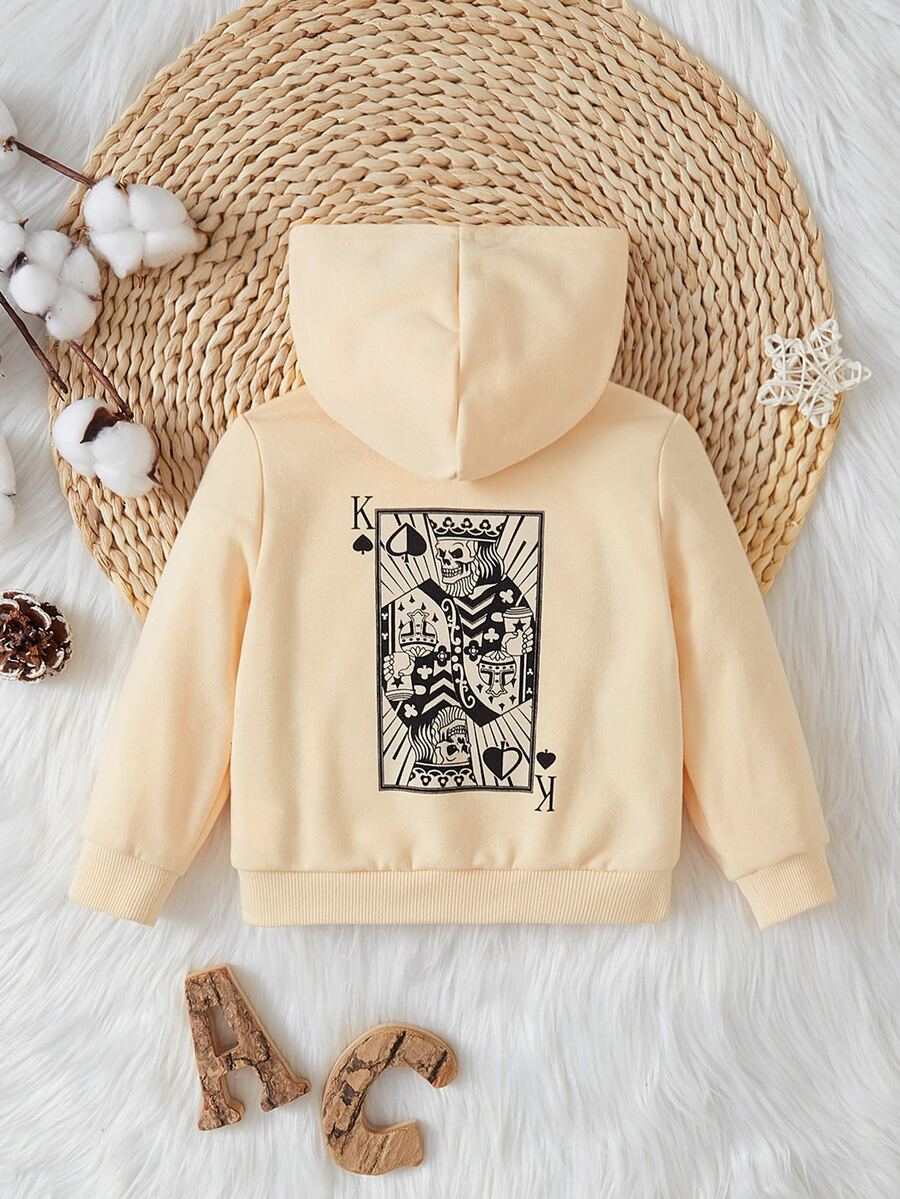 SHEIN Baby Boy Playing Card Print Sweatshirt - Apricot - View 1
