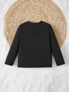 SHEIN Baby Heart & Letter Graphic Tee - Black - View 2