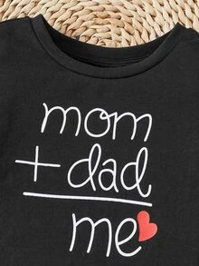 SHEIN Baby Heart & Letter Graphic Tee - Black - View 3