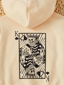 SHEIN Baby Boy Playing Card Print Sweatshirt - Apricot - View 3