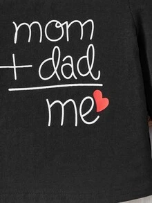 SHEIN Baby Heart & Letter Graphic Tee - Black - View 4