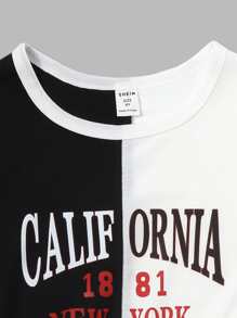 Girls Two Tone Letter Graphic Tee - Black - View 5