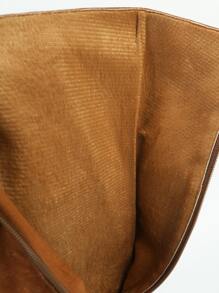 Faux Suede Point Toe Chunky Heeled Slouchy Boots - Brown - View 6