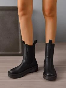 Minimalist Slip On Chelsea Boots - Black - View 2