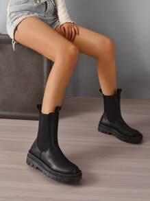 Minimalist Slip On Chelsea Boots - Black - View 3