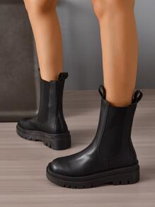 Minimalist Slip On Chelsea Boots - Black - View 4