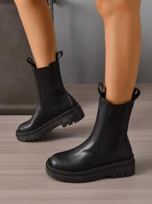 Minimalist Slip On Chelsea Boots - Black - View 5