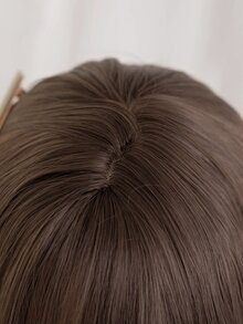 Tóc giả tổng hợp xoăn dài có mái - màu nâu - Xem 5