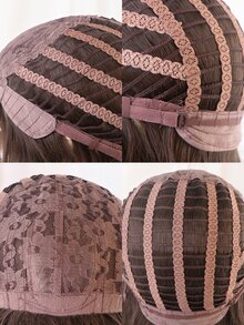 Tóc giả tổng hợp xoăn dài có mái - màu nâu - Xem 7