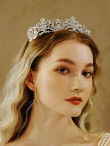 Rhinestone Decor Bridal Headband - Silver - View 2