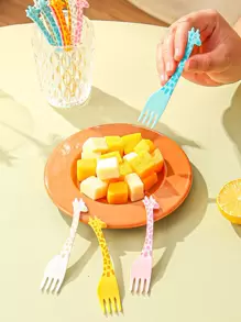 4pcs/8pcs/12pcs/1set Plastic Fruit Forks, Dessert Forks, Kitchen Decor, Home Decor Forks, Food Container, Dish, Dessert, Fruit Picks, Suitable For Wedding, Party, Gift, Birthday, Outdoor, Yard