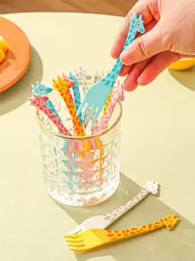 4pcs/8pcs/12pcs/1set Plastic Fruit Forks, Dessert Forks, Kitchen Decor, Home Decor Forks, Food Container, Dish, Dessert, Fruit Picks, Suitable For Wedding, Party, Gift, Birthday, Outdoor, Yard