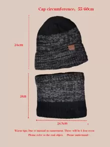 1 套男士渐变针织帽和颈部保暖套装，户外寒冷天气配件，保暖内衬，适合冬季 - 彩色 - 查看 4