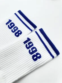 男士年數圖案中筒襪 - 白色 - 查看 3