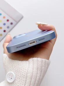 0.8MM Ultra-Thin PC Painted Leather Oil Shallow Pink Heart Pattern Perforated Dust-Proof Lens Protective Phone Case Cover For 17 Series - Blue - View 4