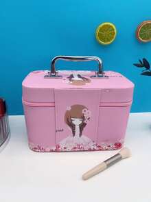 Bolso de maquillaje con patrón de niña de dibujos animados - Multicolor - Ver 2