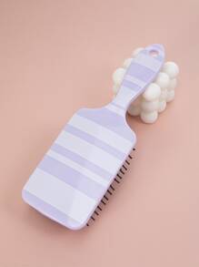 1pc Large-Square Striped Hair Brush Plastic Detangler, Glide Through Tangles With Ease, Plastic Detangler, Blow Drying And Straightening, Hair Cushion Brush, For Thick/Curly/Thin/Long/Short Hairs Wet Dry All Hair Types, For Women Men Girls Boys Gifts - Purple - View 1