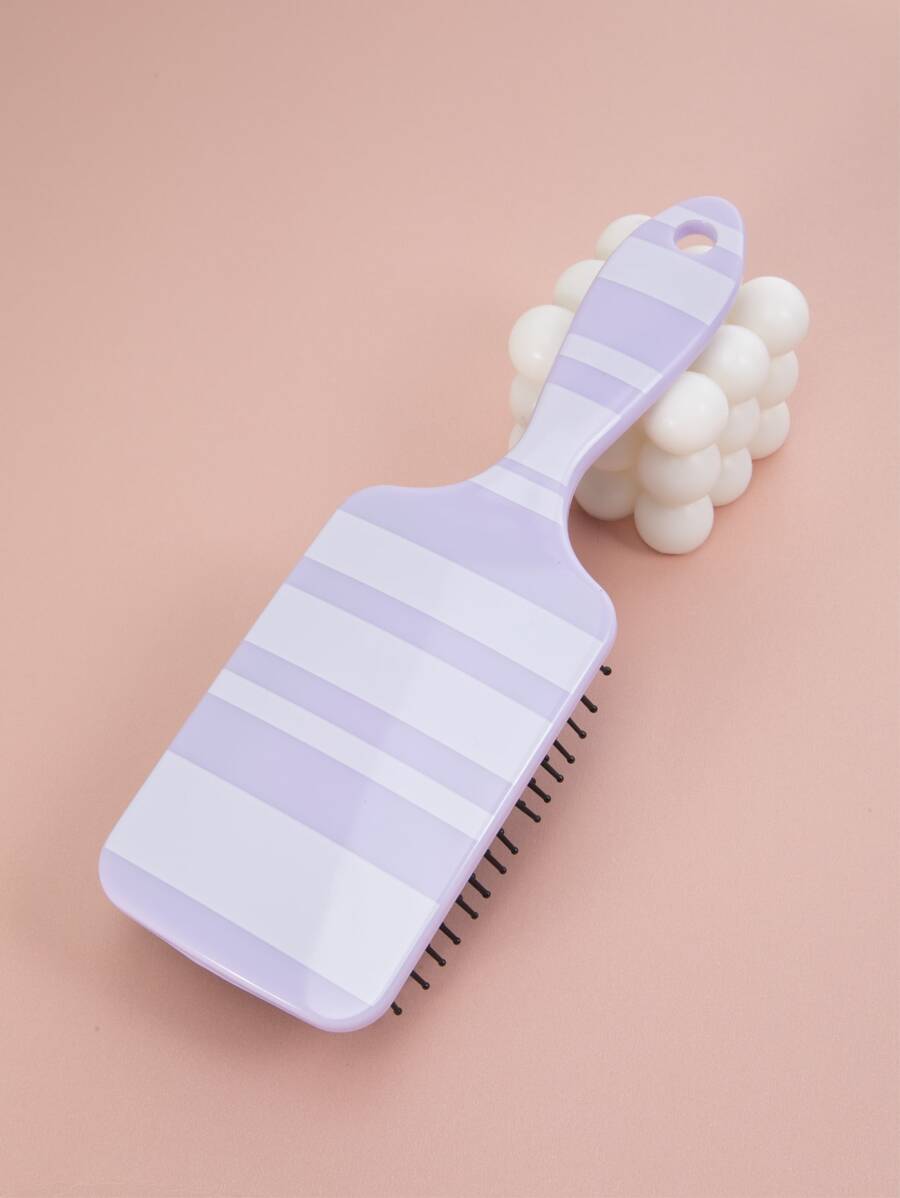 1pc Large-Square Striped Hair Brush Plastic Detangler, Glide Through Tangles With Ease, Plastic Detangler, Blow Drying And Straightening, Hair Cushion Brush, For Thick/Curly/Thin/Long/Short Hairs Wet Dry All Hair Types, For Women Men Girls Boys Gifts - Purple - View 1