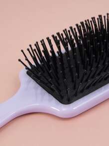 1pc Large-Square Striped Hair Brush Plastic Detangler, Glide Through Tangles With Ease, Plastic Detangler, Blow Drying And Straightening, Hair Cushion Brush, For Thick/Curly/Thin/Long/Short Hairs Wet Dry All Hair Types, For Women Men Girls Boys Gifts - Purple - View 3