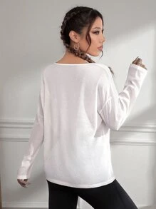 Yoga Basic Camiseta deportiva de hombros caídos - Blanco - Ver 2