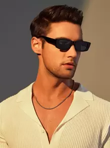 1PC Plastic Square Vintage Classic Men Fashion Glasses For Holiday Gift Outdoor Fishing Musical Festival Vacation Outfits Accessories For Summer Beach Vacation,Outdoor,Travel - Dark Grey - View 2