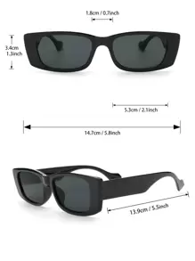 1PC Plastic Square Vintage Classic Men Fashion Glasses For Holiday Gift Outdoor Fishing Musical Festival Vacation Outfits Accessories For Summer Beach Vacation,Outdoor,Travel - Dark Grey - View 4