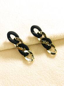 Chain Design Drop Earrings - Multicolor - View 2