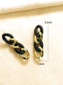 Chain Design Drop Earrings - Multicolor - View 3
