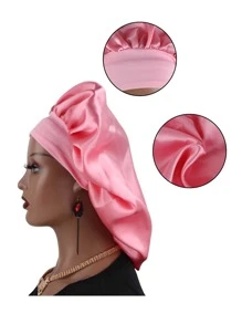 1个缎面假发帽/睡眠帽 - 藕粉色 - 查看 7