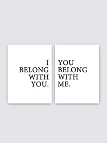 2pcs Slogan Graphic Unframed Painting - Black and White - View 3