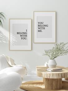 2pcs Slogan Graphic Unframed Painting - Black and White - View 6