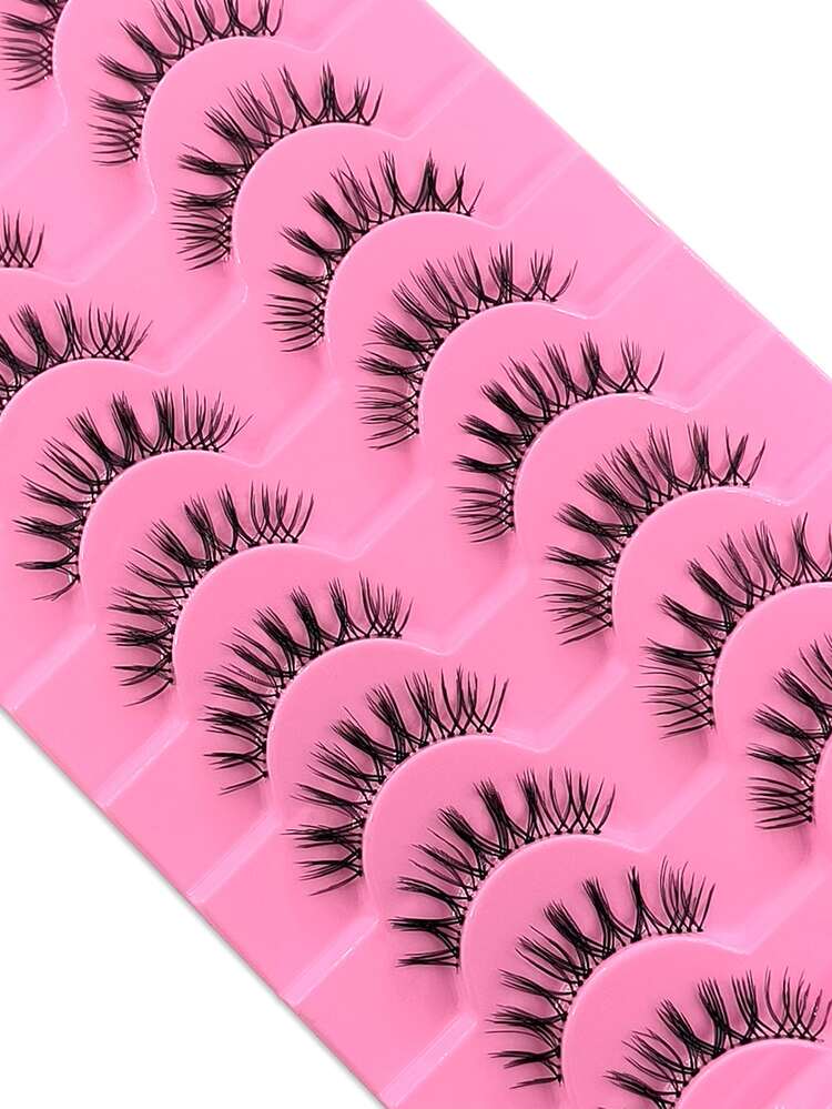 10 pares Pestañas postizas natural - Negro - Añade 7