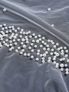 Faux Pearl Decor Bridal Veil Fall Clothes For Women - White - View 2