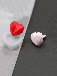 1pc Silicone Cake Mold, Single Hole Diamond Heart Shaped Baking Mold For Mousse, Chocolate, Pudding, Jelly - Clear - View 3