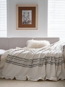 1入組幾何樣式荷葉邊沙發巾 - 彩色 - 查看 5