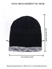 1pc Thermal Lined Knit Beanie Hat, Suitable For Women To Keep Warm In Autumn/Winter - Black - View 4