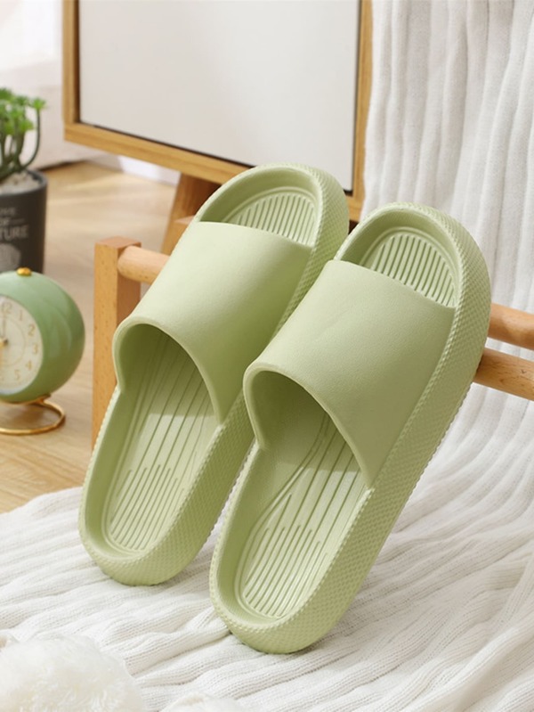 Ladies' Thick-Soled Eva Home Slippers, Comfortable Anti-Slip Four Seasons Solid Color Fashionable Slides