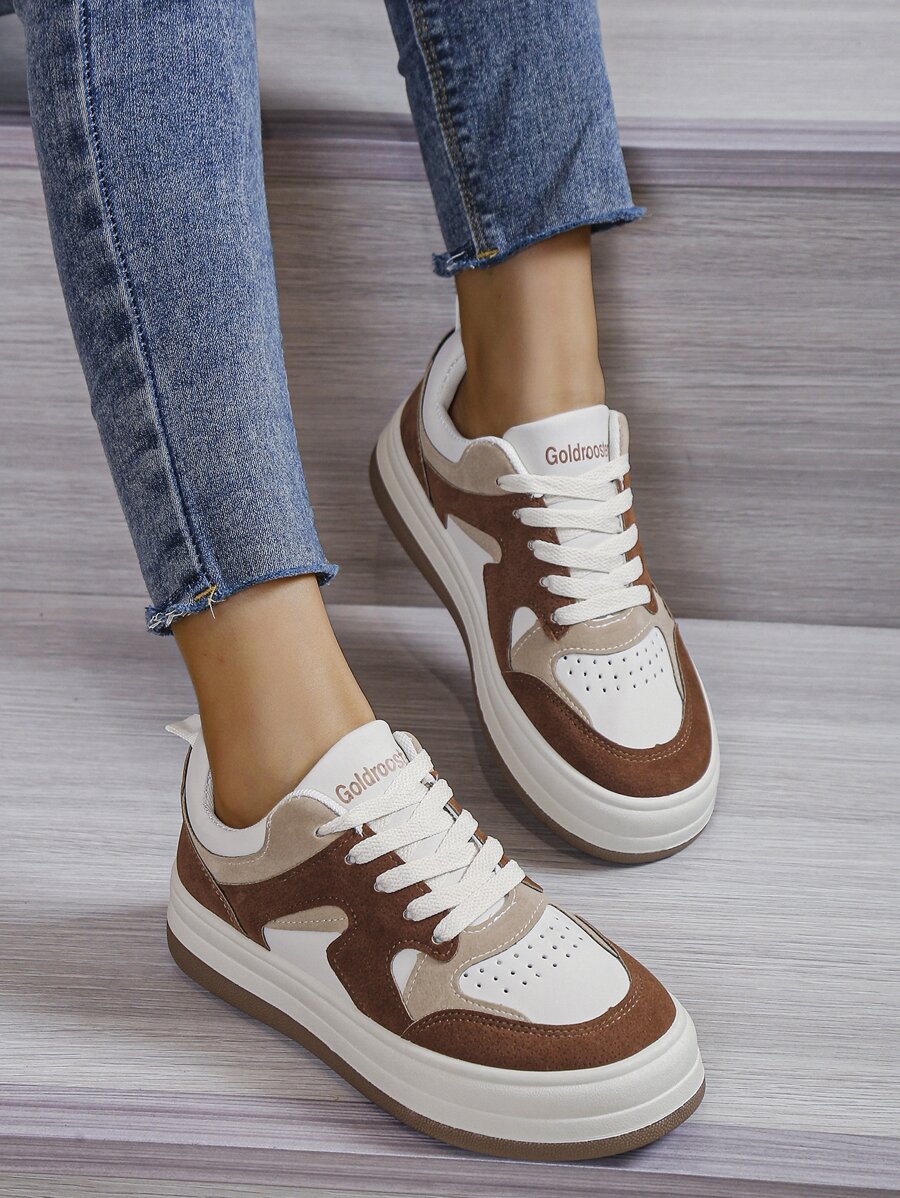 Color Block Lace-up Front Skate Shoes - Multicolor - View 1