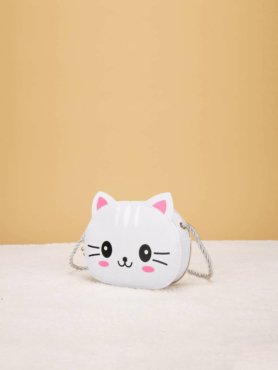 一件式女孩迷你貓 Pu 拉鍊開合卡通可愛斜挎包適合日常使用