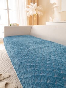 1 Pieza Cojín De Sofá Acolchado De Chenilla Con 3d Sólido Color (bordado Rosa) - Azul - Ver 7