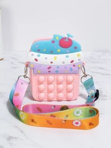 Mini Press Bubble Kids Cake Shaped Crossbody Bag - Pink - View 1