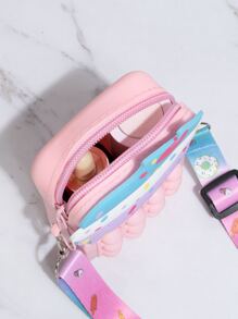 Mini Press Bubble Kids Cake Shaped Crossbody Bag - Pink - View 3