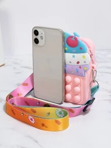 Mini Press Bubble Kids Cake Shaped Crossbody Bag - Pink - View 4