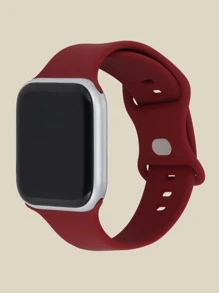 1pc Silicone Watchband Compatible With Apple Watch - Burgundy - View 1